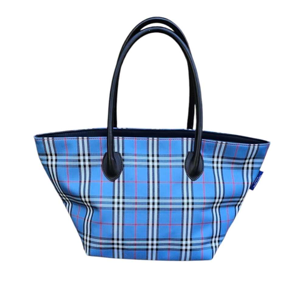 Burberry Checkered Blue and Black Tote